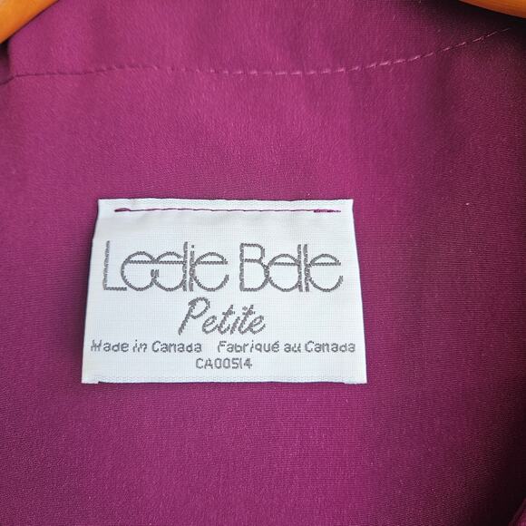 Leslie Belle Petite Purple Long Sleeve Blouse Size L Floral Grandmacore Mature - Picture 4 of 7
